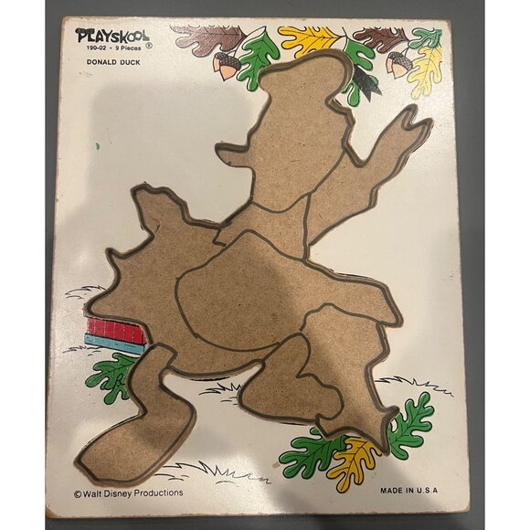 Vintage Playskool Disney Donald Duck W Chip & Dale Wooden Children’s‎ Puzzle - Picture 9 of 11